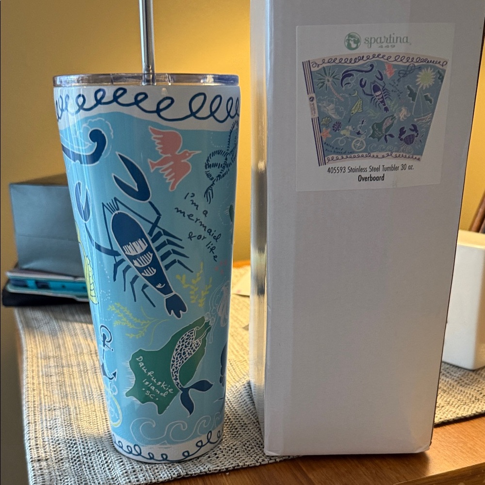 Spartina 449 Light Blue Marine Life Tumbler with Straw - Picture 5 of 5